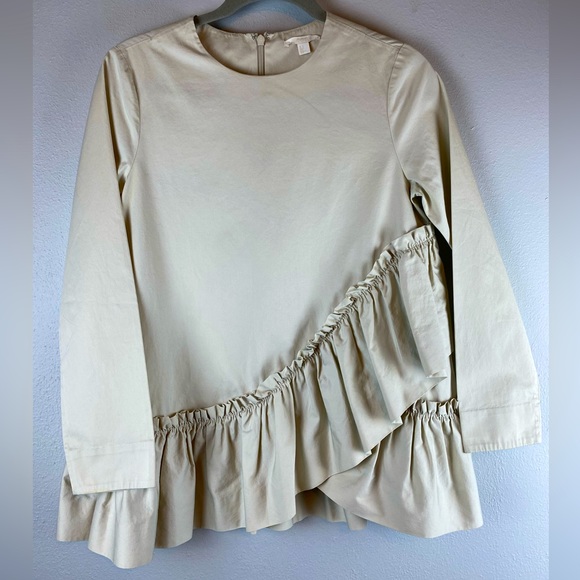 COS Tops - EUC COS LS Asymmetrical Ruffle Bottom Lined Zipper Sz 2